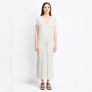 Vince Women’s Linen Henley Drawstring Dress Gray Sz M